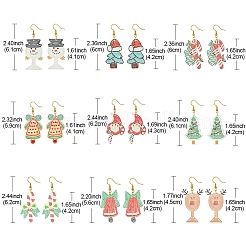 4 шт. рождественские латунные серьги-подвески для женщин EJEW-FS00055