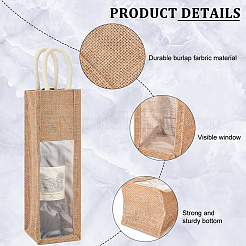 Джутовые мешочки для хранения вина на шнурке с прозрачным окном из ПВХ ABAG-WH0035-052A