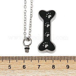 Подвеска в виде кости из нержавеющей стали 304 с черной эмалью и отпечатком лапы&nbsp;LS-NJEW-S455-06P
