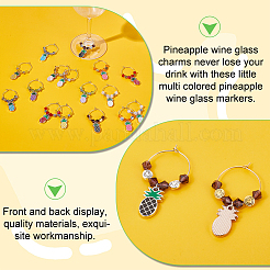 Осенние подвески для бокалов из эмали из сплава ананаса AJEW-GA00016