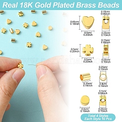 40 шт. 4 стиля долговечных латунных бусин с покрытием&nbsp;KK-YW0002-96