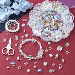 Эластичный браслет из акрилового цветка своими руками с подвесками в виде листьев&nbsp;DIY-YW0008-88