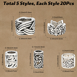 100шт 5 стиля европейские бусины из сплава в тибетском стиле&nbsp;FIND-SP0020-72