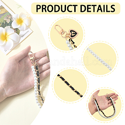 2 шт. двухслойные ручки для сумок из искусственной кожи 2 цветов и искусственного жемчуга с круглыми бусинами&nbsp;FIND-CL0001-18