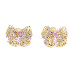 Серьги-гвоздики с кубическим цирконием и бантом EJEW-N011-66