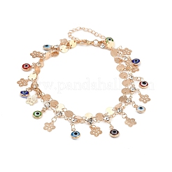 Сплав кристалл горный хрусталь диск смола сглаз кисточка двухслойные браслеты для женщин AJEW-A069-02G