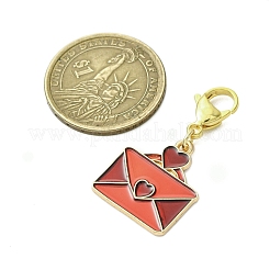 День святого Валентина конверт сердце сплав эмаль подвеска украшения HJEW-JM02897