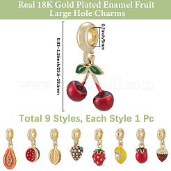 9 шт. 9 стиля латунные эмалевые фрукты европейские подвески-шармы OPDL-BBC0001-04G