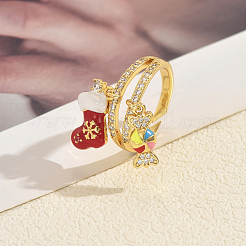 Рождественские кольца-манжеты с микропаве из кубического циркония для женщин UL1460