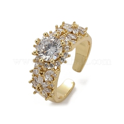 Регулируемые манжеты-кольца из латуни с микропаве из кубического циркония для женщин RJEW-C129-04G