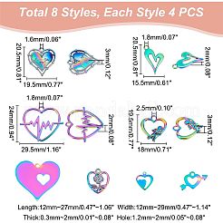 32 шт. 8 стиля ко Дню святого Валентина ионное покрытие (IP) 201 нержавеющая сталь и сплав подвески STAS-UN0039-03