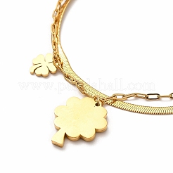 Ионное покрытие(ip) 304 нержавеющая сталь ракушка клевер кулон ожерелья NJEW-C032-12G