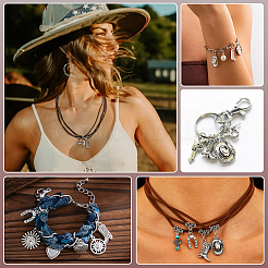 120 шт. 24 стиля подвесок из сплава с эмалью в ковбойском стиле&nbsp;FIND-PH0027-75