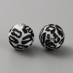 Круглые бусины из пищевого силикона с леопардовым принтом SIL-WH0009-08A