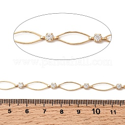 Цепи ручной работы с латунными звеньями и прозрачными кубическими цирконами в форме конского глаза&nbsp;CHC-G027-03G