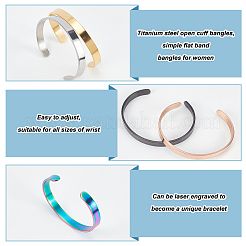 5шт. 5-х цветный набор из простых открытых браслетов-манжет из нержавеющей стали для женщин&nbsp;BJEW-AN0001-44