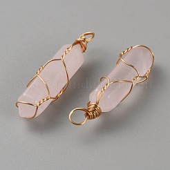 Двойные заостренные подвески из натурального розового кварца G-WH0029-09B-G