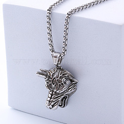 Винтажное ожерелье с подвеской в виде головы быка из нержавеющей стали 304 JX6070