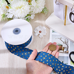 1 рулон бронзирующей джинсовой полиэстеровой ленты со звездами&nbsp;OCOR-CY0002-86A