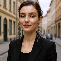 Серьги-гвоздики в форме змеи из цинкового сплава со стразами&nbsp;FS-WG579D8-01