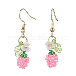 Серьги-подвески в форме яблок из стеклянного бисера ручной работы EJEW-MZ00575-02