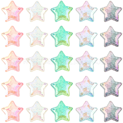 60шт 5 цвета УФ покрытие прозрачные кракле акриловые бусины&nbsp;OACR-PA0001-04