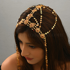 Многослойный головной убор с кисточками из латуни в арабском стиле LU0176