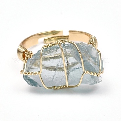 Самородки образуют натуральный кварц регулируемые кольца для пальцев RJEW-E166-05