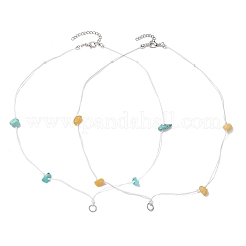 2 шт. 2 стиля ожерелья из бусин из натурального топаза и нефрита и синтетической бирюзы с соединительными кольцами из нержавеющей стали 304 и нейлоновой нитью NJEW-JN05215