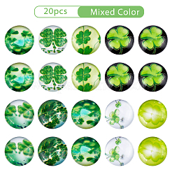 Половина раунд / купольные четыре листа клевера стеклянные кабошоны GGLA-PH0002-12mm-CC