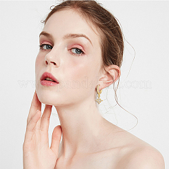 3 пара серег-колец в 3 стилях с прозрачными кубическими цирконами в виде луны и звезды EJEW-FI0001-39