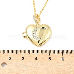 Латунные микропаве прозрачные кубические цирконии сердце медальон кулон ожерелья для женщин&nbsp;NJEW-S449-04A-G
