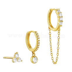 Серьги в форме трехлистного клевера с цирконовыми украшениями PO2620-1