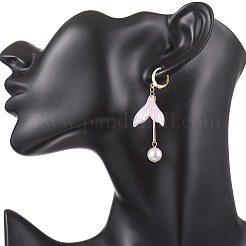 Комплекты серег-колец и подвесок в форме рыбьего хвоста из стеклянных бусин и ацетата целлюлозы (смолы)&nbsp;EJEW-TA00791