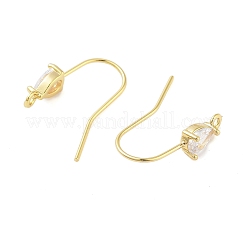 Фурнитура для сережек из латуни с микропаве из кубического циркония EJEW-B063-05G-04
