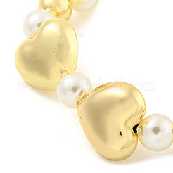 Эластичные браслеты из латуни и АБС-пластика с имитацией жемчуга и бисером BJEW-P322-16G