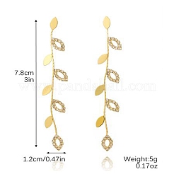 Серьги с кисточками и цепочкой из кубического циркония EJEW-P236-05G