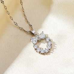 Милые полые ожерелья для женщин из латуни с кристаллами и стразами в виде кошек&nbsp;QM8881