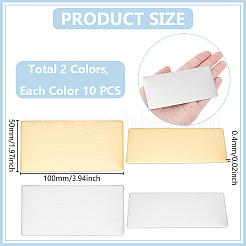 20 шт. 2-х цветные самоклеящиеся визитные карточки из нержавеющей стали 201&nbsp;AJEW-UN0002-30A