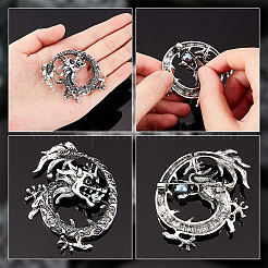 2 шт. сплава дракон обернутая брошь булавка фурнитура&nbsp;JEWB-AR0001-12