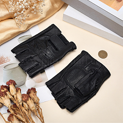 1 пара кожаных перчаток с полупальцами для мужчин&nbsp;AJEW-CL0002-08