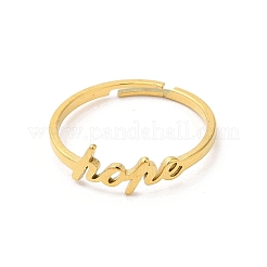 Ионное покрытие (IP) 304 нержавеющая сталь слово надежда регулируемое кольцо&nbsp;RJEW-L107-027G
