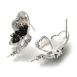 Фурнитура для сережек-гвоздиков из латуни с микропаве из прозрачного кубического циркония и кварца KK-K388-17P