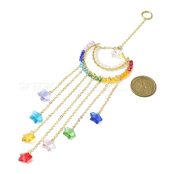 Стеклянные подвески со звездами и луной HJEW-JM01144