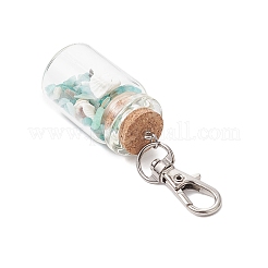 Бусины из натурального лазурита/аметиста/сердолика/цитрина/розового кварца/амазонита и ракушек внутри стеклянной бутылки желаний HJEW-JM03220