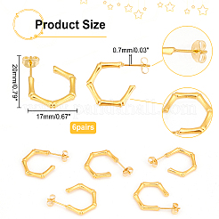 6 пара серег-полукольцов из нержавеющей стали 304 EJEW-DC0001-14