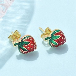 Серьги-гвоздики из латуни с эмалью для женщин&nbsp;EJEW-U049-02B-G