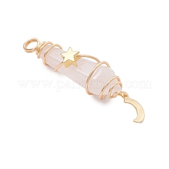 3 шт. 3 стиля натурального розового кварца с заостренными краями из медной проволоки&nbsp;PALLOY-JF03572-05