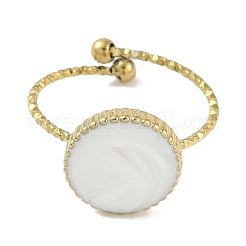 Ионное покрытие (ip) 304 нержавеющая сталь эмаль плоские круглые открытые манжеты кольца для женщин RJEW-L107-042G-01