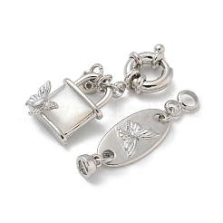 Латунные застежки с пружинным кольцом из прозрачного кубического циркония с микропаве KK-Z083-10P-01